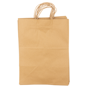 Paper Bags - Handle Bags - Kraft Color - 12"x9"x16" - 200 Bags - 74 LB Weight basis (110 GSM strong) Twisted Handle - Kraft/Natural - 12916NKPAPTHDL