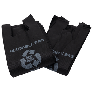 Black PP Non Woven Reusable Bags - One Bottle Bag 6"X4"X20" - 200 Bags - 40 GSM - Black - 6420BLKPPNWRB40