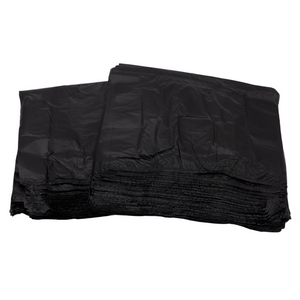 Black Unprinted HDPE T-Shirt Bags - 1/8 BBL 10"X5"X18" - 1000 Bags - 13 microns - Black - 20018