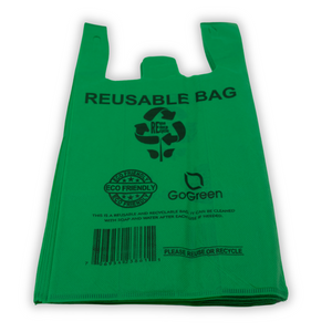 Source Direct - Green PP Non Woven Reusable Bags - 1/6 BBL 12"X7"X22" - 100 Bags - 45 GSM - Green - 12722GRNPPNWRB45