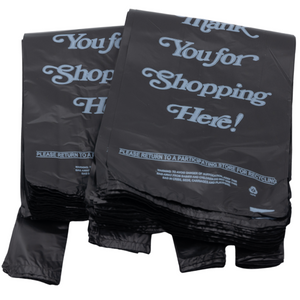 Black Printed HDPE Liquor T-Shirt Bags - 6"X4"X20" - 1000 Bags - 25 microns - Black - 6420HDBWP