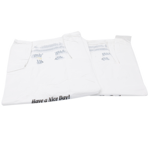 White Happy Face/Smiley Face HDPE T-Shirt Bags - Full Size - 1/6 BBL 12"X7"X22" - 400 Bags - 15 microns - White - HF1272215M