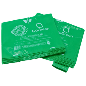 Source Direct - Green Reusable/Eco-Friendly LDPE T-Shirt - 16.5"x7.5"x29" - 100 Bags - 57 Micron (2.25 mil) - Green - GRNLD40REC225REU1729