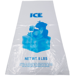 LDPE Ice Bags - 10"x22" - 500 Bags - 1.35 mil - Clear - 8LBICELDWF-500
