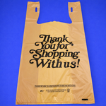 Source Direct - Beige Kraft Color Thank You HDPE T-Shirt Bags - 1/6 BBL 11.5