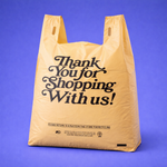 Source Direct - Beige Kraft Color Thank You HDPE T-Shirt Bags - 1/6 BBL 11.5