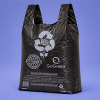 Source Direct - Black Reusable/Eco-Friendly LDPE T-Shirt - 1/8 BBL (10