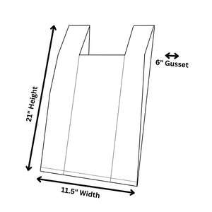 Source Direct - Easy Open - Black Unprinted HDPE T-Shirt Bags - 1/6 BBL 11.5"X6"X21" - 150 Bags - 30 microns - Black - BLK616EHD30M-EO