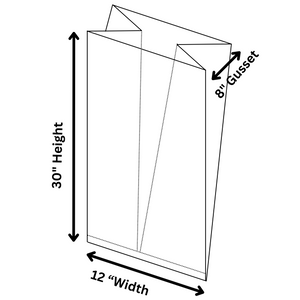 Source Direct - Clear (Natural Color) LDPE Poly (No Venting Holes) - 12"x8"x30" - 250 Bags - 2.0 mil - Clear - LDPOLY128TH302MWF-250