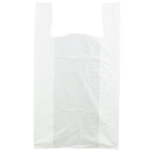 White Unprinted HDPE T-Shirt Bags - 17"X8"X29" - 500 Bags - 18 microns - White - 10050