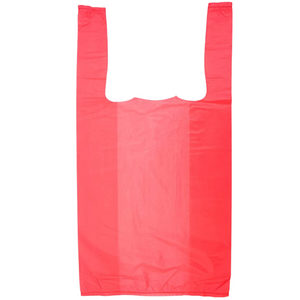 Colored Unprinted HDPE T-Shirt Bags - 1/10 BBL 8"X4"X15" - 1500 Bags - 14 microns - Pink - PINK8415110BBL