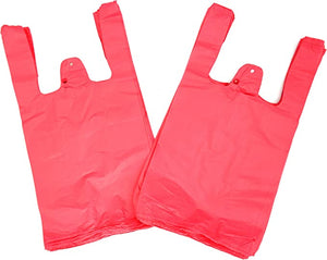 Colored Unprinted HDPE T-Shirt Bags - 1/10 BBL 8"X4"X15" - 1500 Bags - 14 microns - Pink - PINK8415110BBL - Source Direct Inc - 