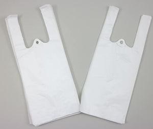White Unprinted HDPE T-Shirt Bags - 4"x3"x10" - 2000 Bags - 12 microns - White - WHT4310TB - Source Direct Inc - 
