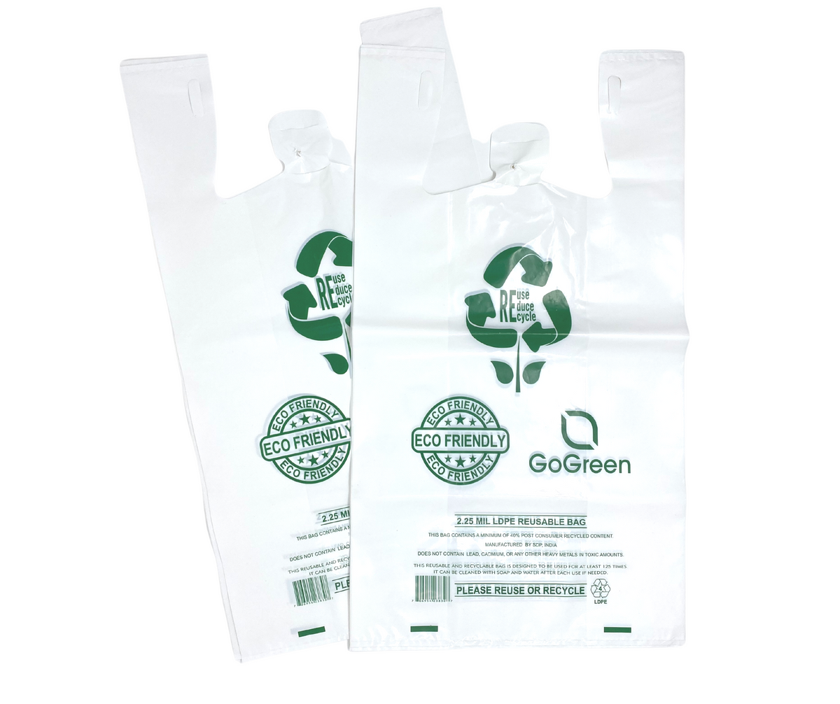 Source Direct - White Reusable/Eco-Friendly LDPE T-Shirt - 1/6 BBL 11 ...