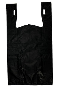Black Unprinted HDPE T-Shirt Bags - 1/5 BBL 13"X10"X23" - 400 Bags - 30 microns - Black - BLK13102330M - Source Direct Inc - 